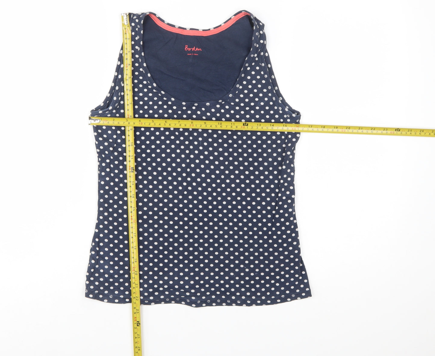 Boden Womens Blue Polka Dot Cotton Tank Top UK 12