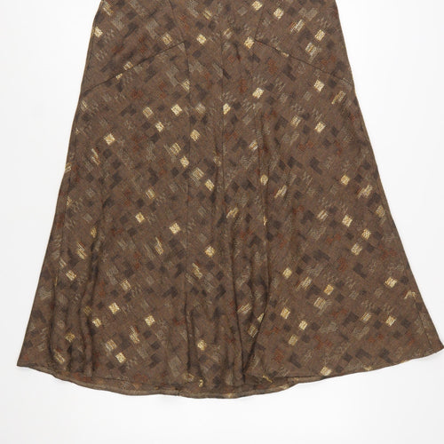 Alex & Co Women Brown Geometric Tweed A-Line Midi Skirt UK 14