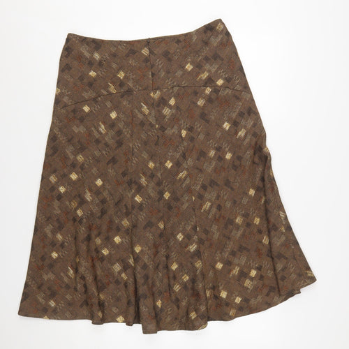 Alex & Co Women Brown Geometric Tweed A-Line Midi Skirt UK 14
