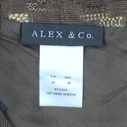 Alex & Co Women Brown Geometric Tweed A-Line Midi Skirt UK 14