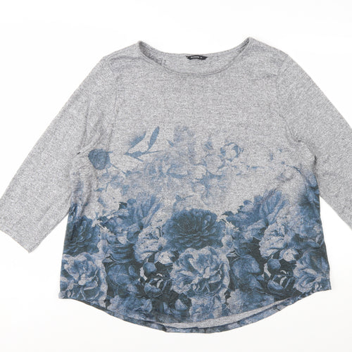 Roman Women Grey Floral 3/4 Sleeve Pullover Jumper Size 20