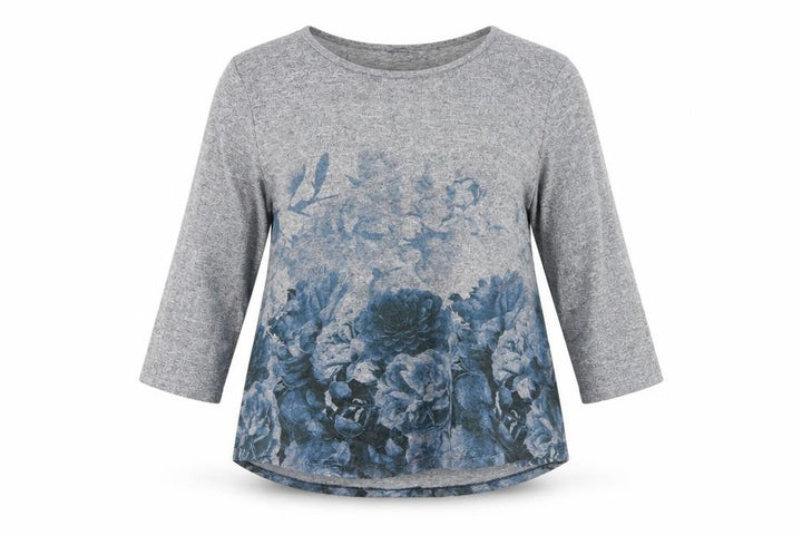 Roman Women Grey Floral 3/4 Sleeve Pullover Jumper Size 20
