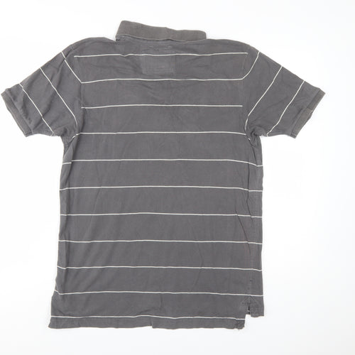 Abercrombie & Fitch Men’s Grey Striped Cotton Polo Shirt Size L