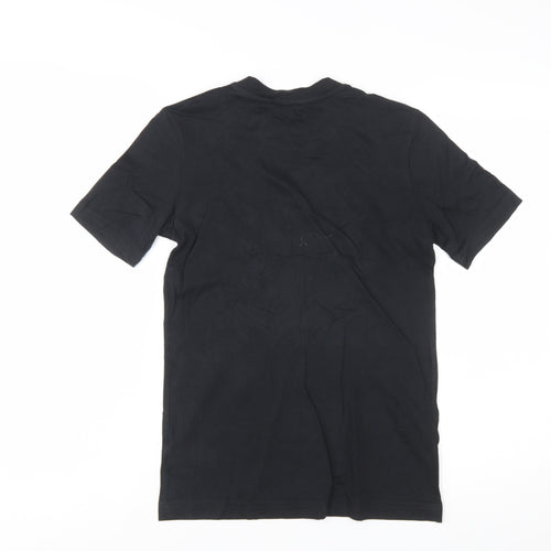 Adidas Boys Black Graphic Logo T-Shirt 11-12 Years Cotton Sports Tee