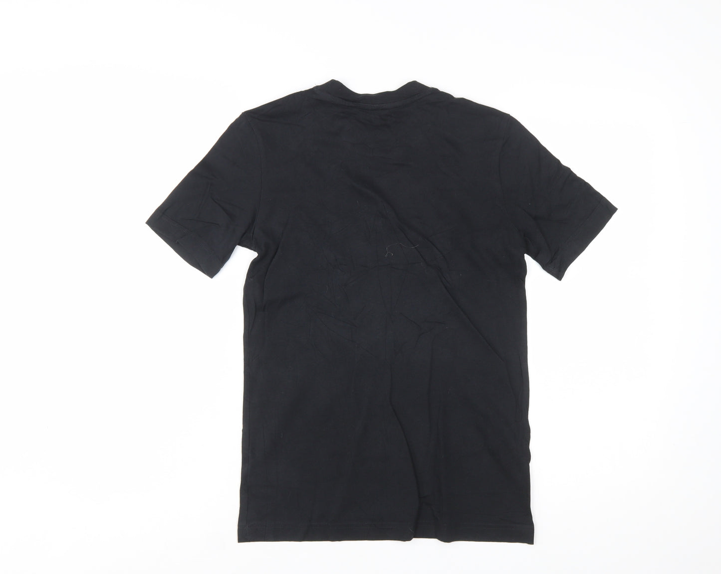 Adidas Boys Black Graphic Logo T-Shirt 11-12 Years Cotton Sports Tee