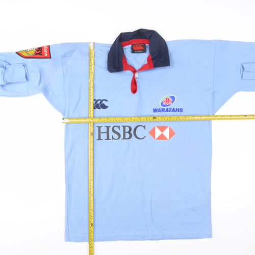 Canterbury Mens Blue Waratahs Rugby Long Sleeve Polo Shirt Size S
