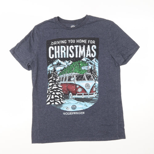 Tu Men’s Blue Volkswagen Christmas Graphic T-Shirt Size M