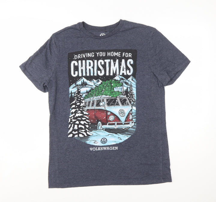 Tu Men’s Blue Volkswagen Christmas Graphic T-Shirt Size M
