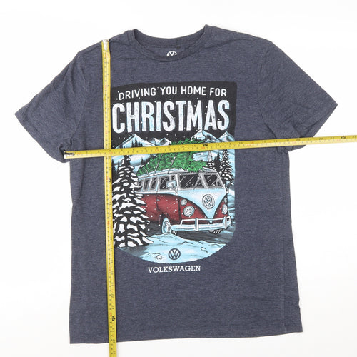 Tu Men’s Blue Volkswagen Christmas Graphic T-Shirt Size M