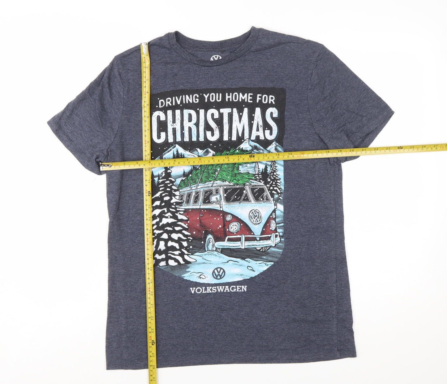 Tu Men’s Blue Volkswagen Christmas Graphic T-Shirt Size M