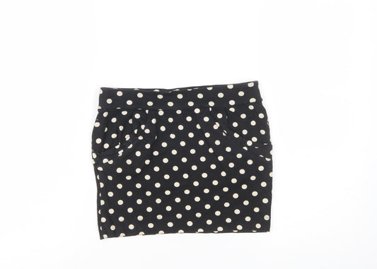 Miss Selfridge Women’s Black Polka Dot Stretch Pencil Skirt Size 10