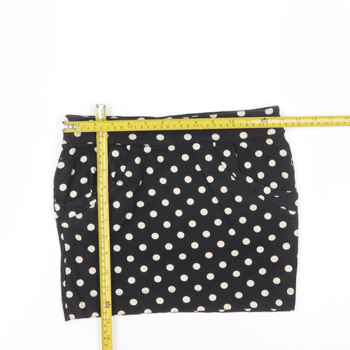 Miss Selfridge Women’s Black Polka Dot Stretch Pencil Skirt Size 10