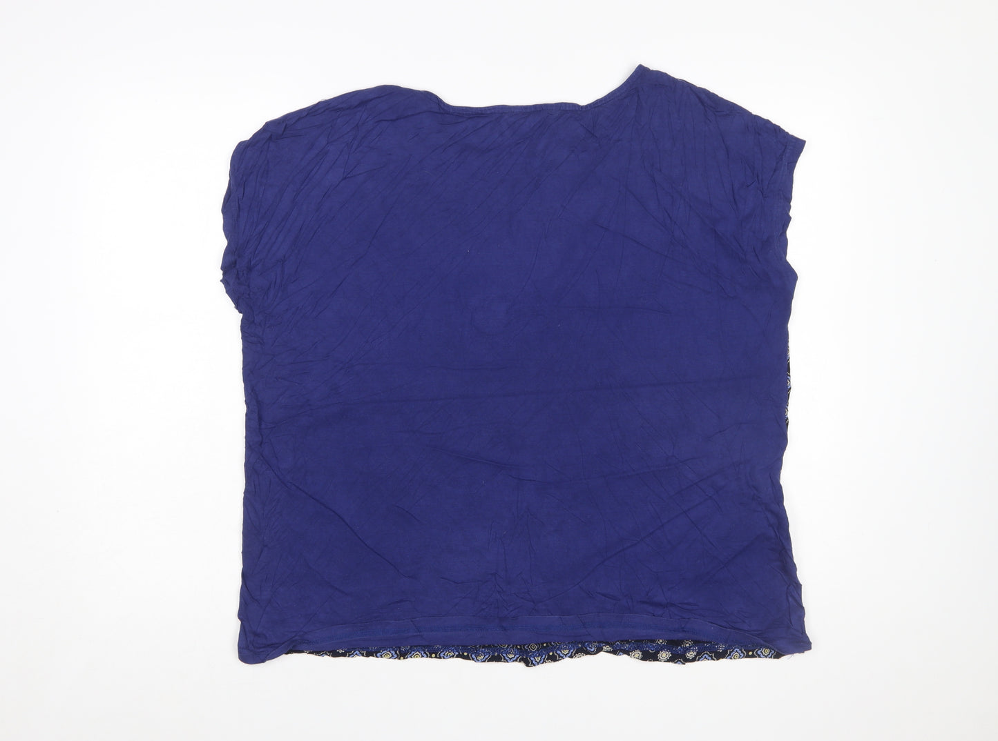 Max Women's Blue Geometric Short Sleeve Rayon Viscose Blouse 3XL Plus