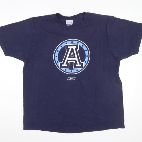 Reebok Men Navy Blue Cotton Sports Graphic T-Shirt Size L