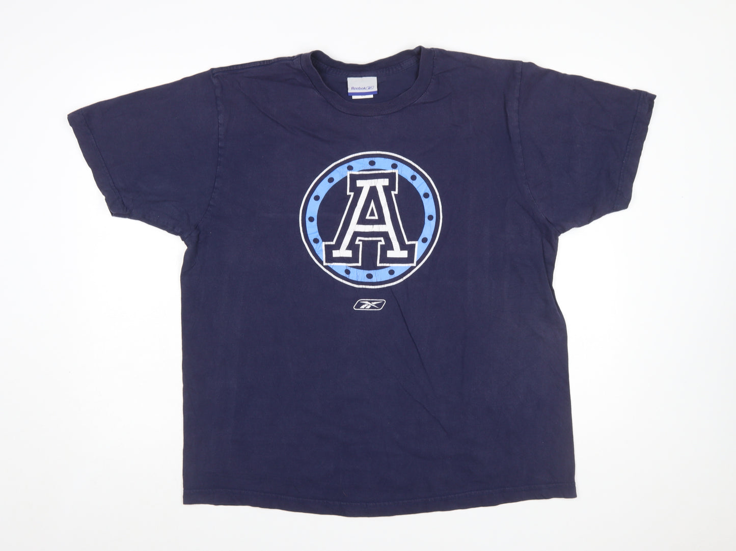 Reebok Men Navy Blue Cotton Sports Graphic T-Shirt Size L