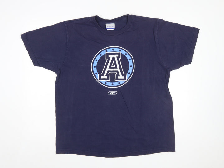 Reebok Men Navy Blue Cotton Sports Graphic T-Shirt Size L