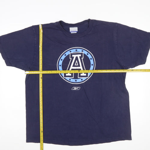 Reebok Men Navy Blue Cotton Sports Graphic T-Shirt Size L