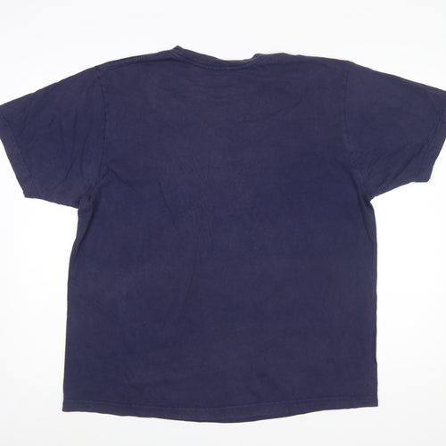 Reebok Men Navy Blue Cotton Sports Graphic T-Shirt Size L