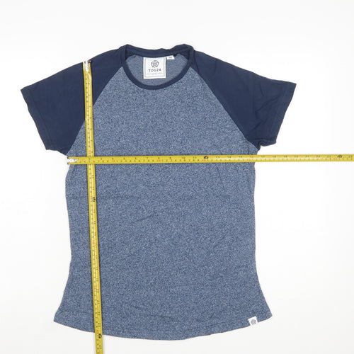 TOG24 Womens Blue Raglan Short Sleeve Crew Neck Cotton Blend T-Shirt Size 12