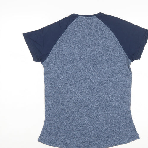 TOG24 Womens Blue Raglan Short Sleeve Crew Neck Cotton Blend T-Shirt Size 12