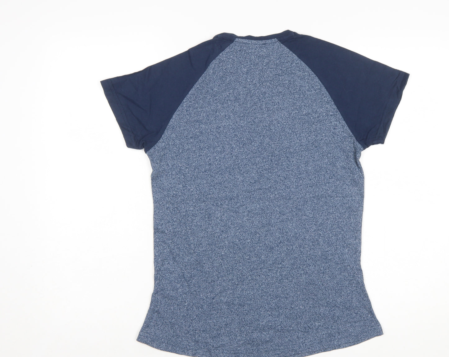 TOG24 Womens Blue Raglan Short Sleeve Crew Neck Cotton Blend T-Shirt Size 12