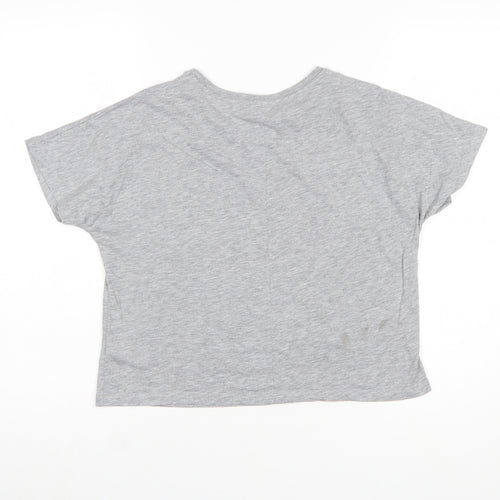 Disney Women’s Grey Cropped Mickey Mouse T-Shirt Size 10