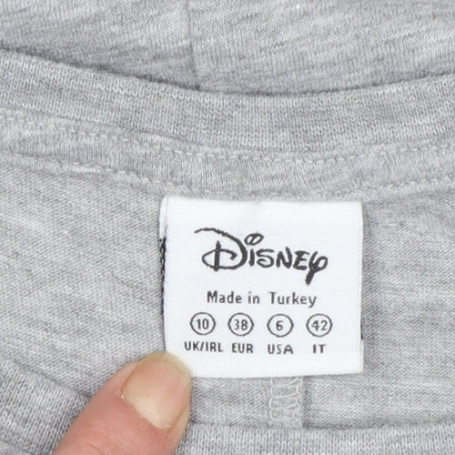 Disney Women’s Grey Cropped Mickey Mouse T-Shirt Size 10