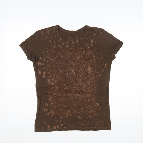 Hanes Womens Brown Short Sleeve 100% Cotton Crew Neck T-Shirt M