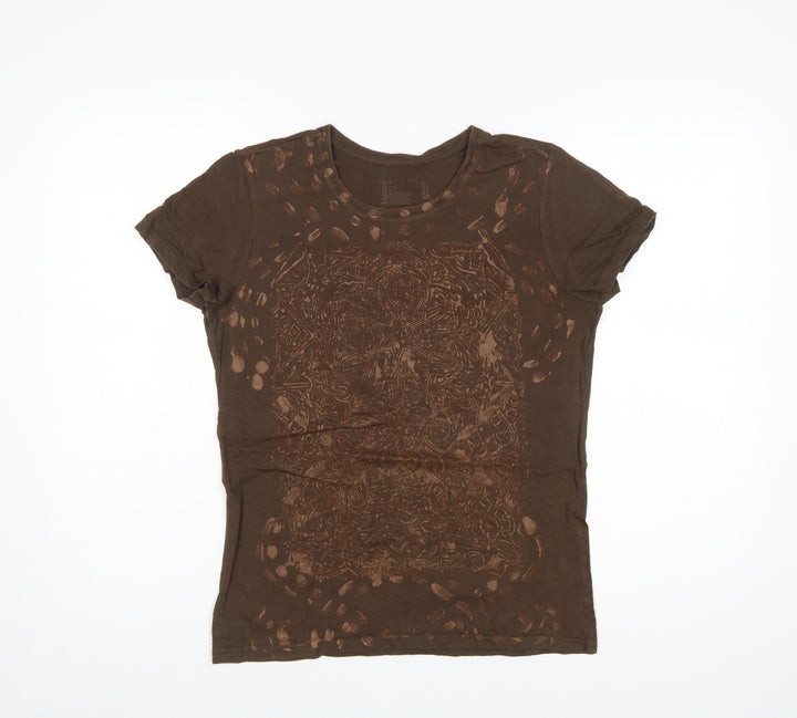 Hanes Womens Brown Short Sleeve 100% Cotton Crew Neck T-Shirt M