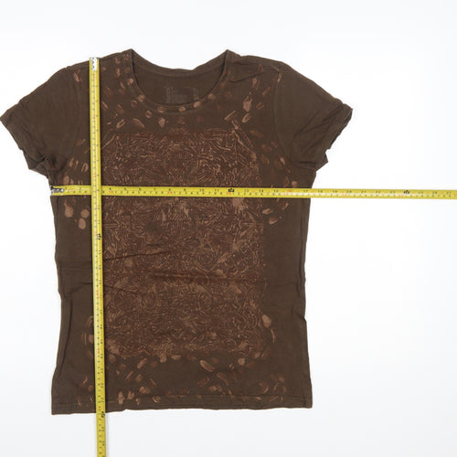 Hanes Womens Brown Short Sleeve 100% Cotton Crew Neck T-Shirt M