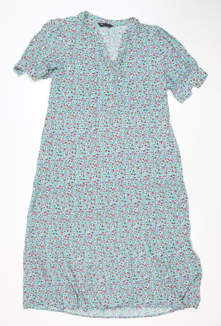 Marks and Spencer Women’s Multicoloured Floral Midi Fit & Flare Dress Size 12