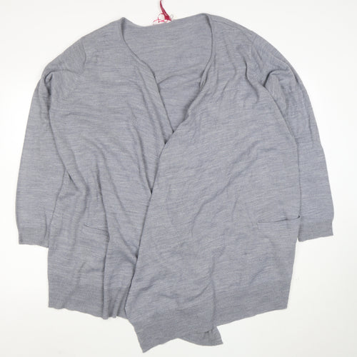 Marisota Women Grey Marl Long Sleeve Open Knit Cardigan Size XL