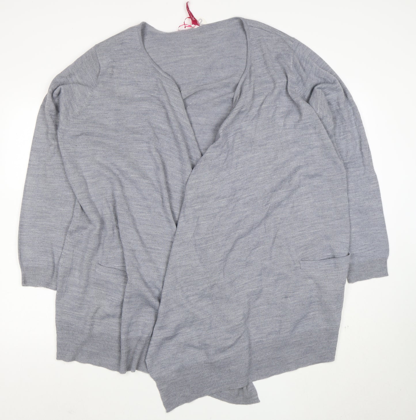 Marisota Women Grey Marl Long Sleeve Open Knit Cardigan Size XL