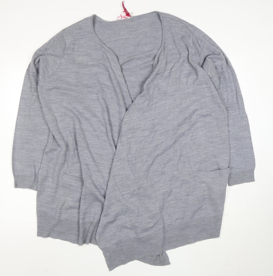 Marisota Women Grey Marl Long Sleeve Open Knit Cardigan Size XL
