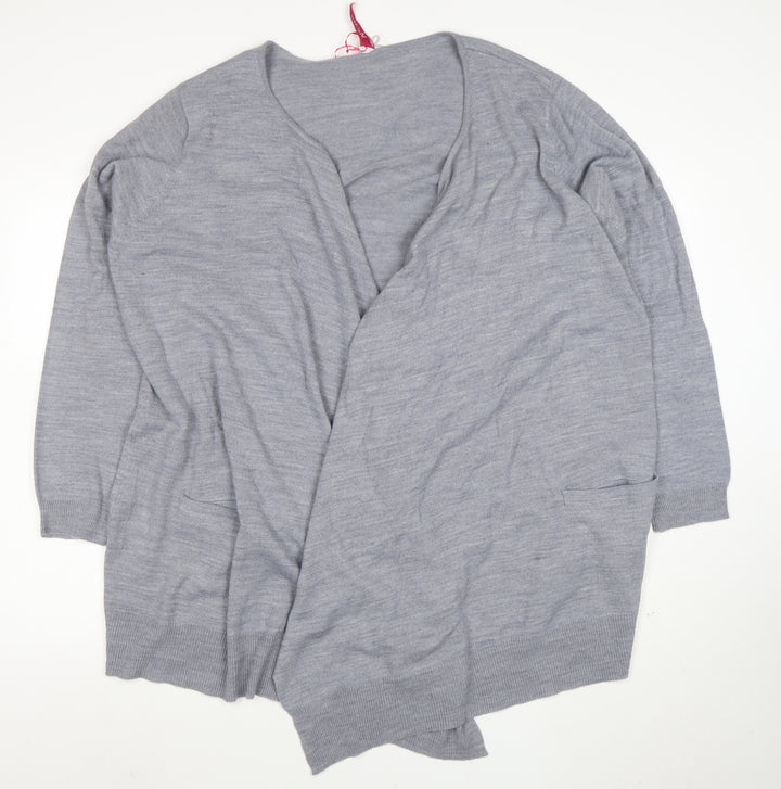 Marisota Women Grey Marl Long Sleeve Open Knit Cardigan Size XL