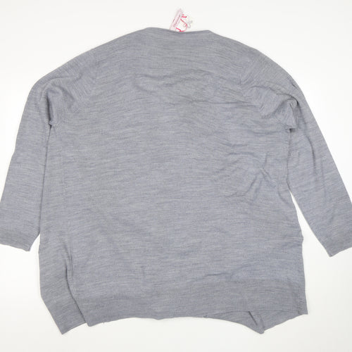 Marisota Women Grey Marl Long Sleeve Open Knit Cardigan Size XL