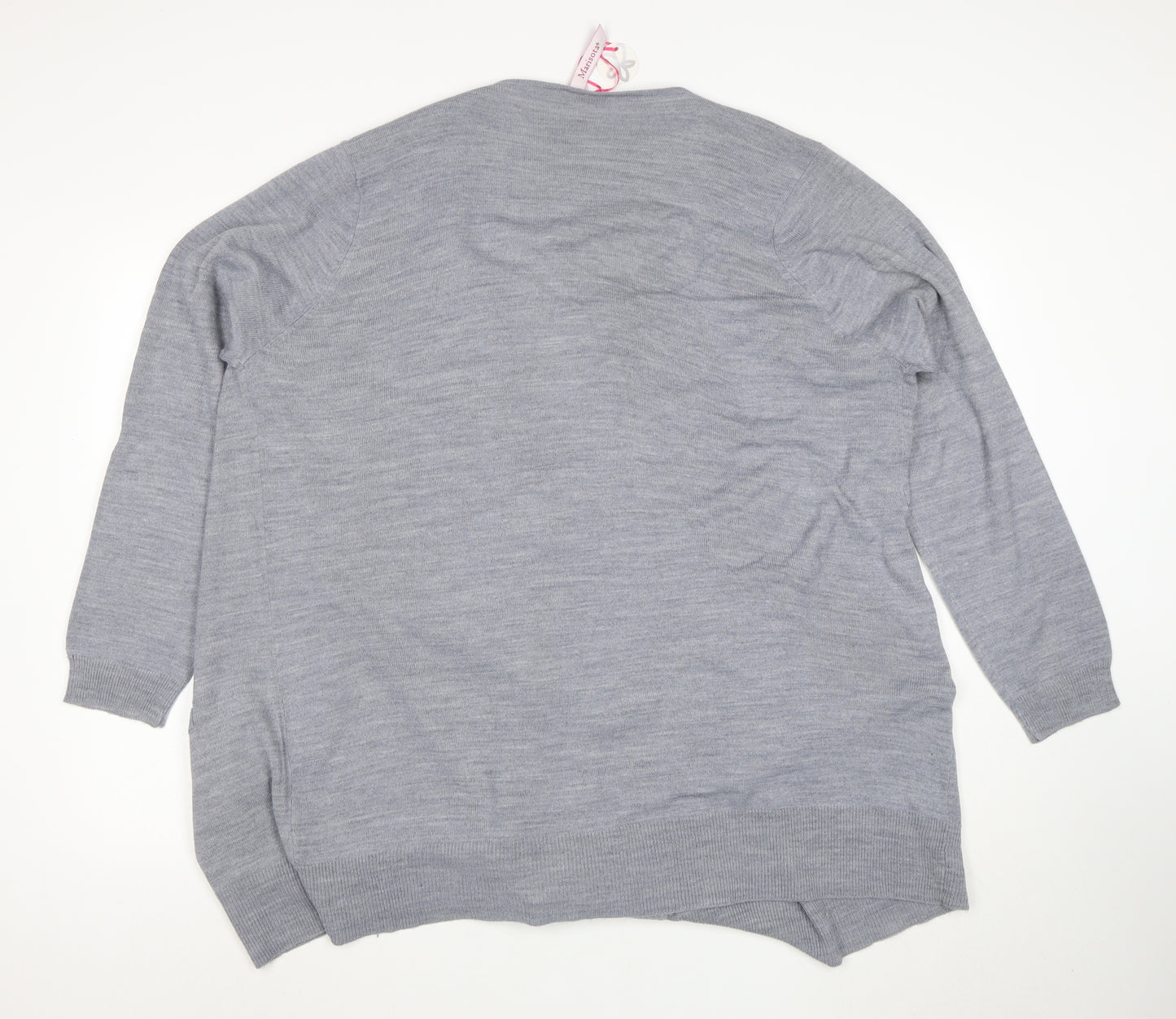 Marisota Women Grey Marl Long Sleeve Open Knit Cardigan Size XL