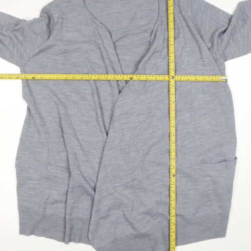 Marisota Women Grey Marl Long Sleeve Open Knit Cardigan Size XL