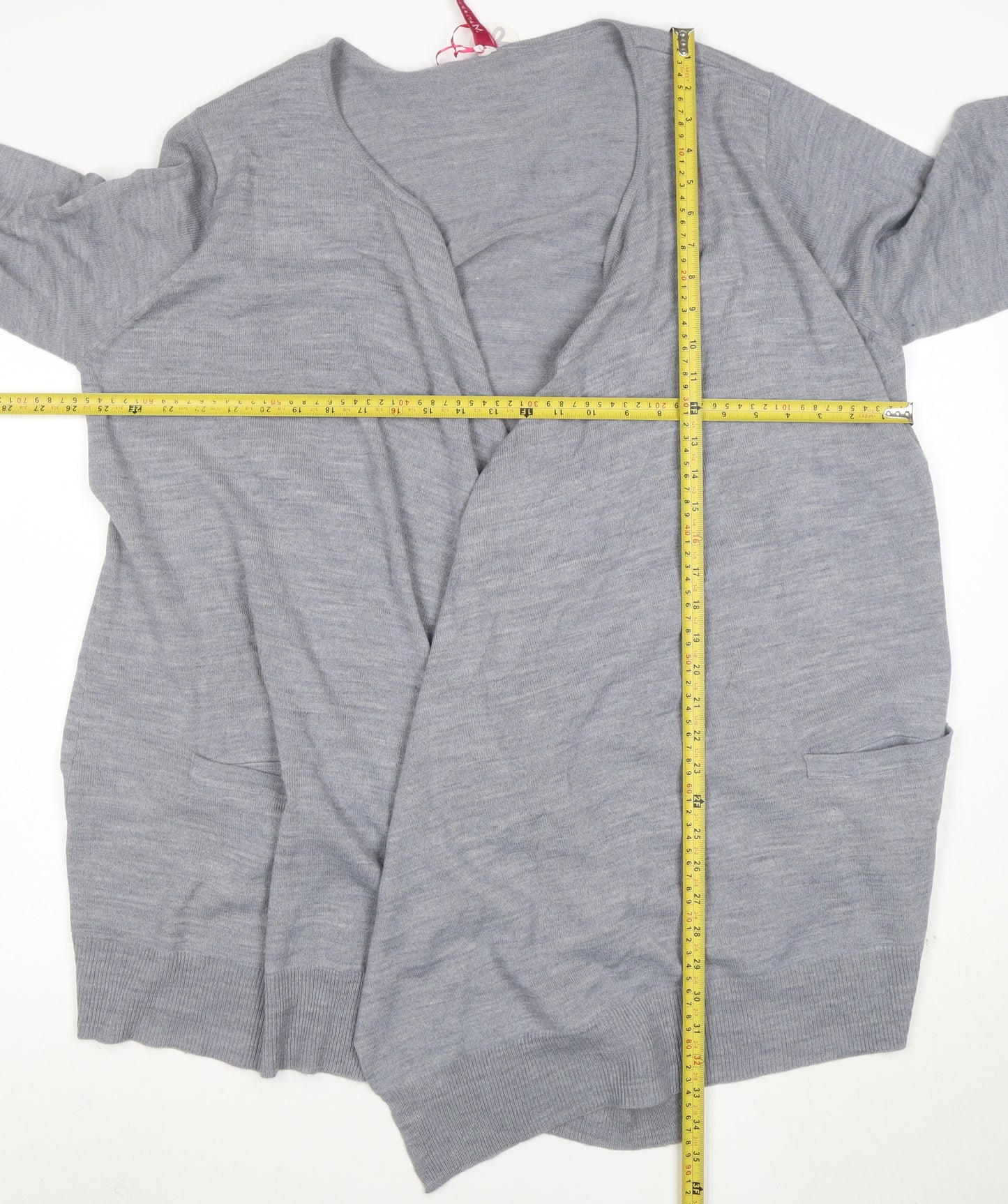Marisota Women Grey Marl Long Sleeve Open Knit Cardigan Size XL