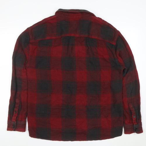 Abercrombie & Fitch Men's Red Plaid Flannel Button-Up Shirt L