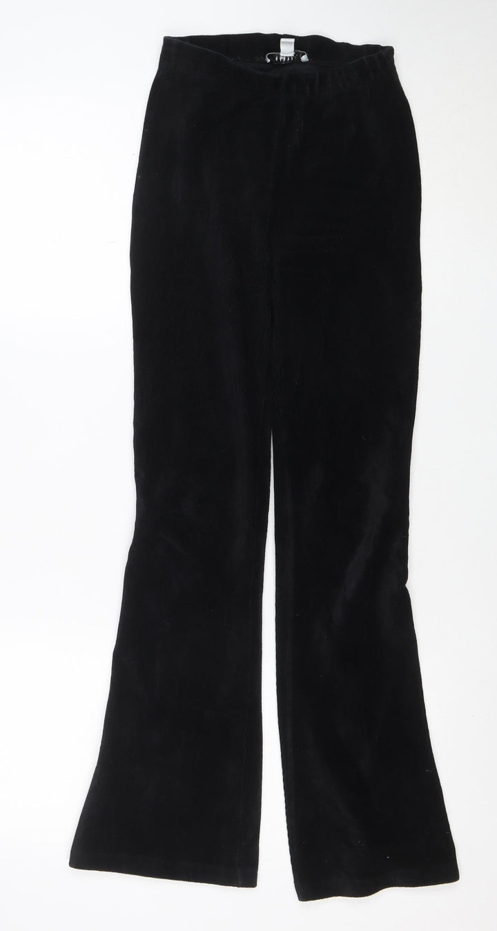 Topshop Women’s Black Petite Size 6 Corduroy Flared Trousers