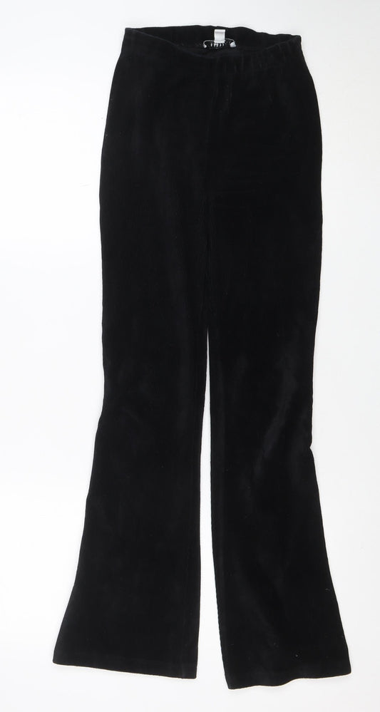 Topshop Women’s Black Petite Size 6 Corduroy Flared Trousers