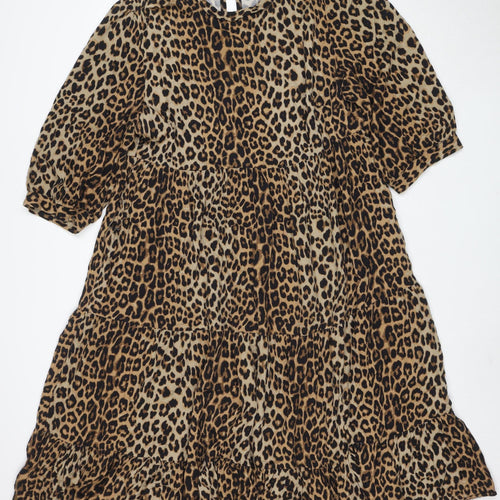Joe Browns Women Brown Leopard Print A-Line Knee Dress Size 18