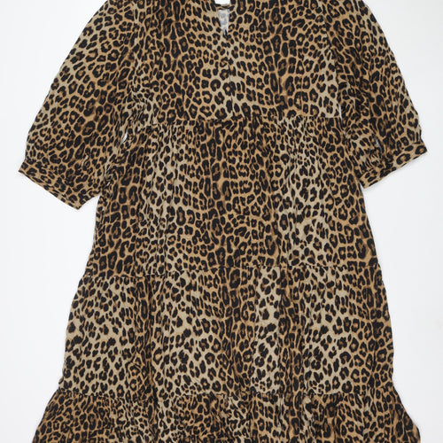 Joe Browns Women Brown Leopard Print A-Line Knee Dress Size 18
