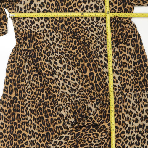 Joe Browns Women Brown Leopard Print A-Line Knee Dress Size 18