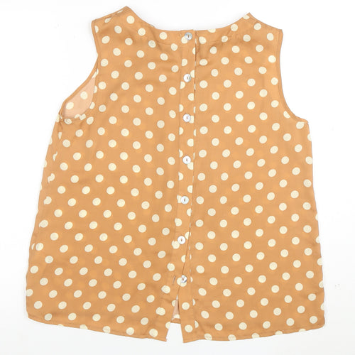 Look Womens Beige Polka Dot Sleeveless Blouse Size 14