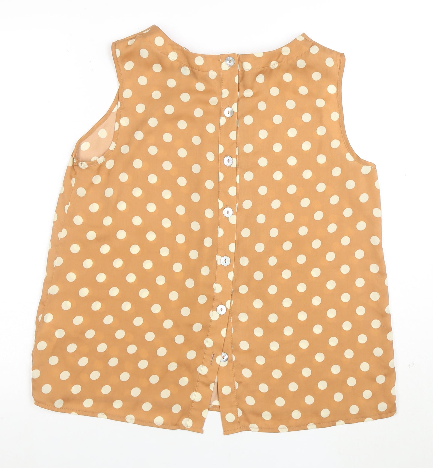 Look Womens Beige Polka Dot Sleeveless Blouse Size 14