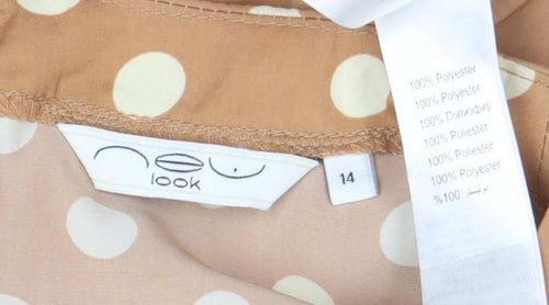 Look Womens Beige Polka Dot Sleeveless Blouse Size 14