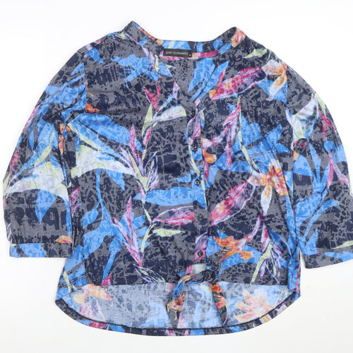 Just Elegance Women's Multicoloured Floral 3/4 Sleeve Button Blouse M