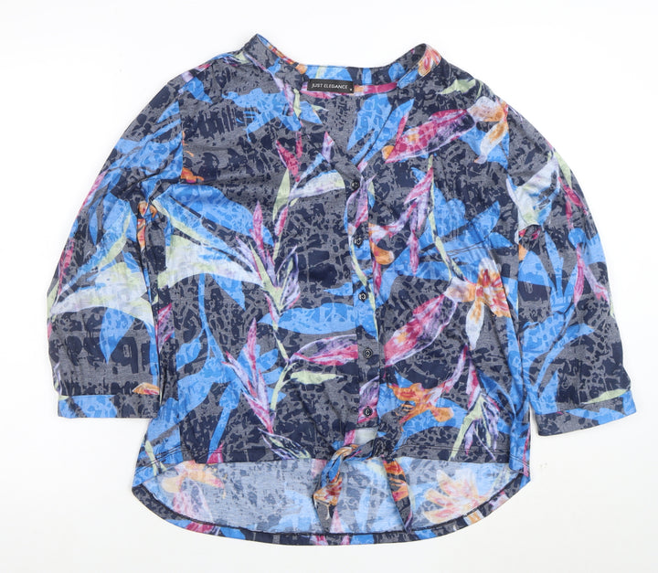 Just Elegance Women's Multicoloured Floral 3/4 Sleeve Button Blouse M